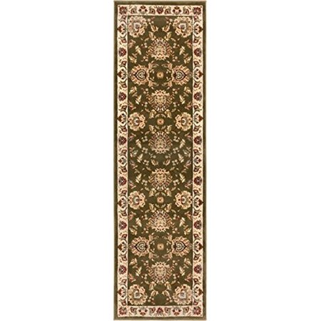 PERFECTPILLOWS 2 ft. 7 in. x 12 ft. Timeless Abbasi Traditional Runner Area Rug - Green PE78329